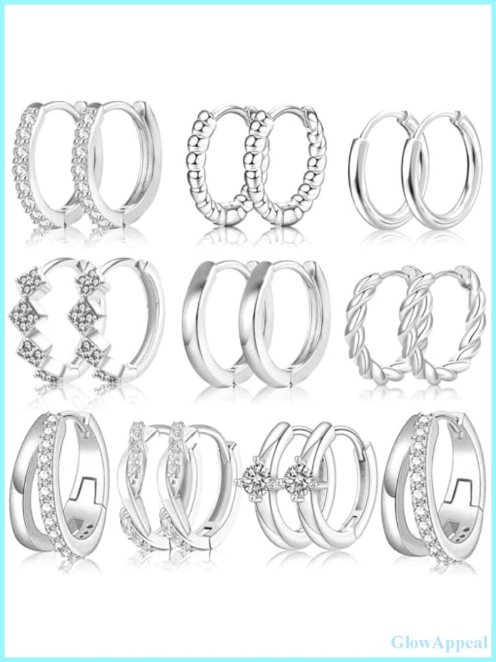 9 Pairs 14K Gold Plated Chunky Huggie Hoop Earrings Set Hypoallergenic